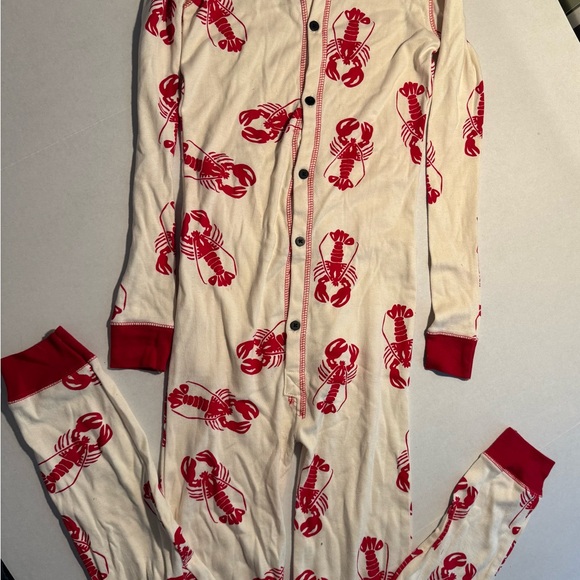 Lazy One Red Lobster Print on Cream Onesie Pajamas Size 12 Unisex - Picture 1 of 5